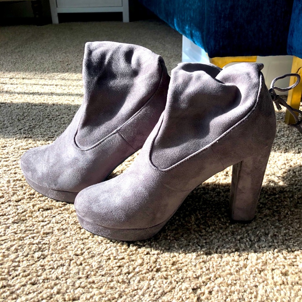 Faux Suede Grey Booties